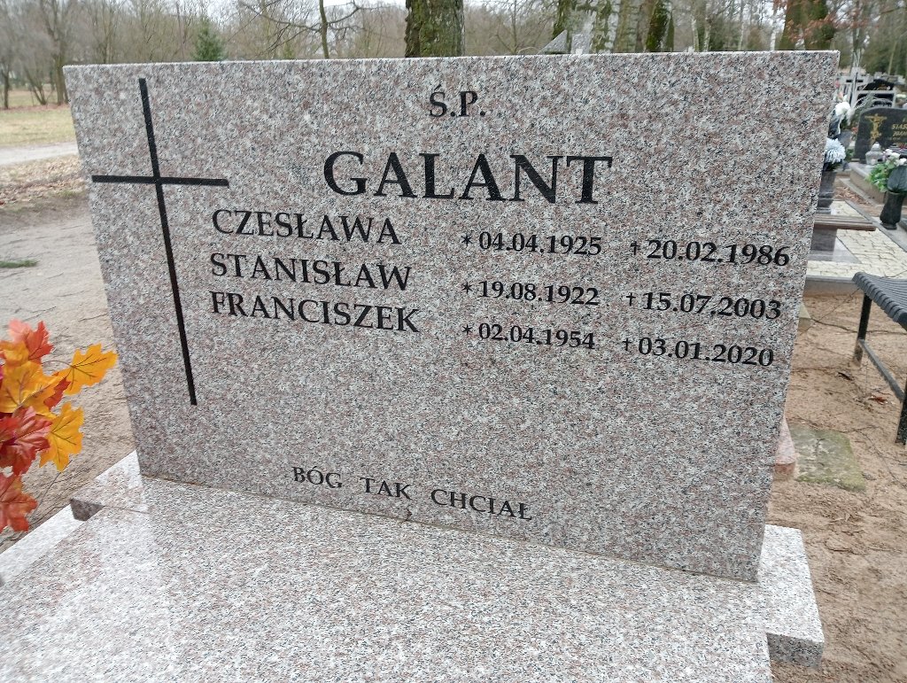 Czesława Galant 1925 Pakość - Grobonet - Wyszukiwarka osób pochowanych